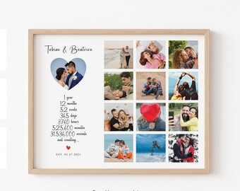 Personalice un regalo de collage de fotos para el primer aniversario / Un collage artístico Regalo de primer aniversario para su esposo o regalo de fotos para el primer aniversario