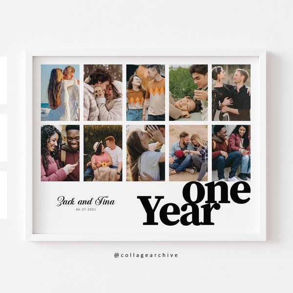 Custom Anniversary Gifts for Boyfriend, 1 Year Anniversary Gift for Husband, Personalized Photo One Year Anniversary Gifts, Picture Collage