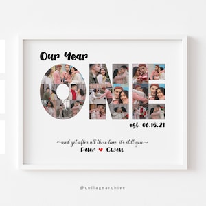 Personalize 1st Year Anniversary Collage Photo Gift, Personalized Photo 1 Year Anniversary Gift for Husband, First Anniversary Gift for Him
