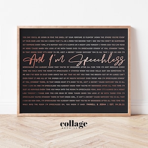 Arte de letra de canción metálica de lámina personalizada, póster de letras de canciones personalizadas de canciones favoritas, regalo de primer aniversario para él Letra de canción Arte mural
