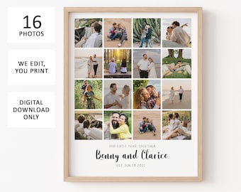Personalized Photo First Anniversary Gift for Him, Photo Collage 1 Year Anniversary Gift for Boyfriend, 1st Anniversary Gift for Husband