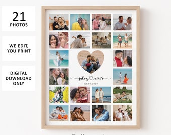 Personalized 1 Year Anniversary Gift for Boyfriend Picture Collage | A custom photo gift for him, 1st year anniversary photo collage gift