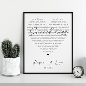 Hochzeitslied Liedtexte Wandkunst Erster Tanz Lyrics Hochzeitsgeschenk, 1. Jahrestag Geschenk für Ehemann, Songtext Poster Jahrestag Geschenk für Frau