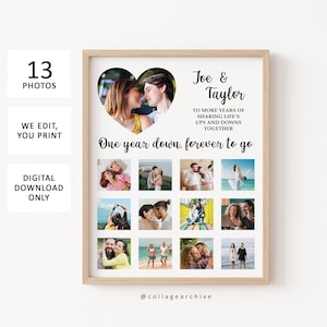 1 Year Anniversary Gift for Boyfriend Photo Collage | Collage Art for paper anniversary photo gifts or first anniversary gift for him
