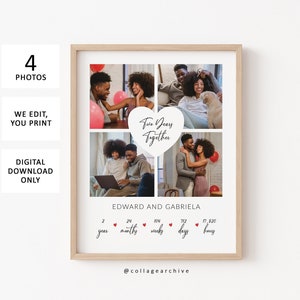 Personalized Photo Second Anniversary Gift for Boyfriend, 2 Year Anniversary Gift for Him, Photo Collage 2nd Anniversary Gift for Husband