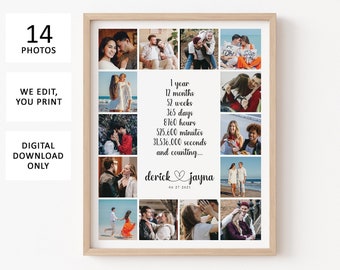 Personalize 1st Year Anniversary Photo Collage Gift Collage Art 1 Year Anniversary Gift for Husband First Anniversary Photo Gift for Her