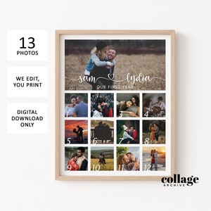 Regalo di anniversario di 1 anno per il fidanzato, collage fotografico personalizzato, regalo di anniversario per lui 1 anno, regali di anniversario di un anno, anniversario di carta