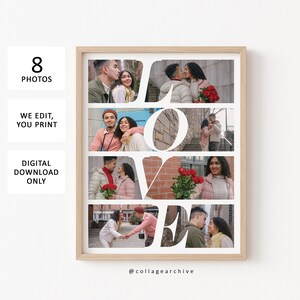 Regalo di anniversario per il fidanzato LOVE collage personalizzato / Regalo di anniversario di carta per lui o regali personalizzati per lei per il primo anniversario