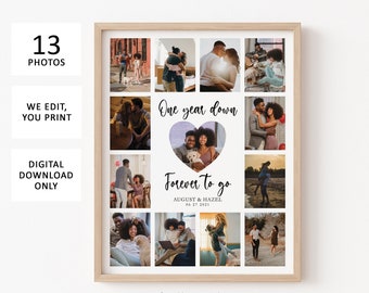 Collage photo personnalisé pour son premier anniversaire de mariage | Cadeau personnalisé d'anniversaire de 1 an pour petit ami ou cadeau de 1er anniversaire pour mari