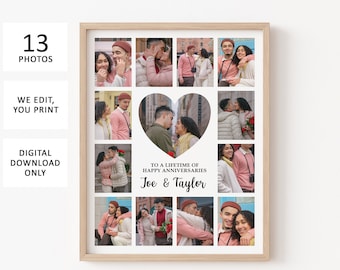 1st Anniversary Gift for Husband Photo Collage | A custom collage one year anniversary gifts for boyfriend or first anniversary gift for him