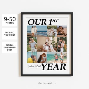 Il nostro collage fotografico personalizzato del primo anno, foto personalizzata Regalo per l'anniversario di 1 anno, Regalo per l'anniversario della carta per lui, Regalo per il primo anniversario per la moglie