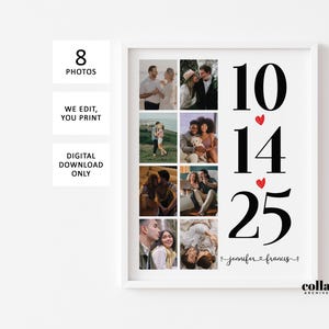 Regalo di anniversario di 1 anno per lui, collage fotografico, foto personalizzata, regalo di anniversario del 1° anno per la moglie, regalo di anniversario di carta per il fidanzato