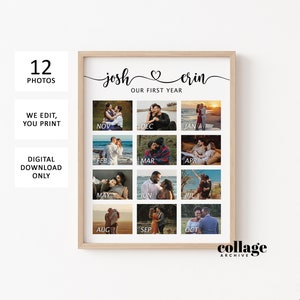 Nuestro primer año Foto personalizada Regalo de aniversario de 1 año para novio, collage de fotos personalizado Regalo de primer aniversario para esposo, Regalo para ella
