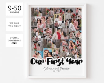 Regalo de primer aniversario de un año juntos, regalo de primer aniversario para novio, regalo de collage de fotos personalizado para el primer aniversario de ella