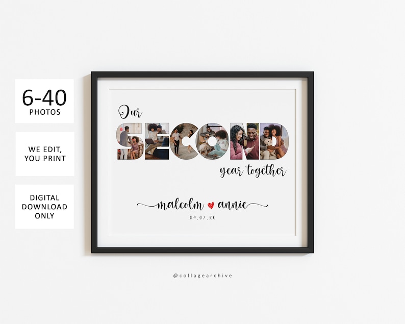 Custom Anniversary Gifts for Boyfriend 2 Years Number Photo Etsy