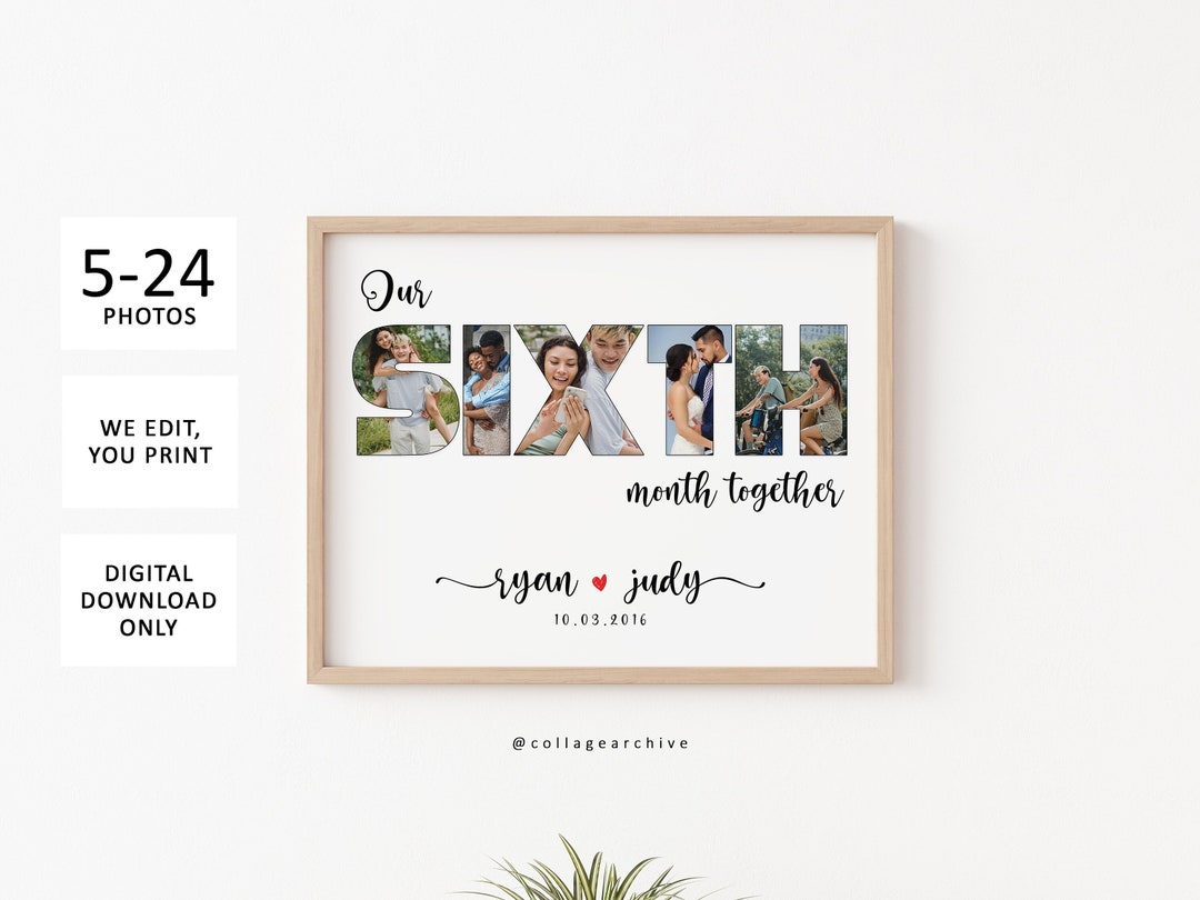 6 Month Anniversary Gift for Boyfriend Personalized Photo Collage, Six ...