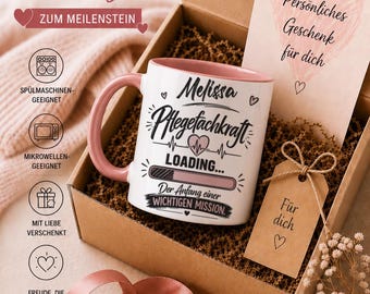 Personalisierte Tasse zum Ausbildungsbeginn Pflegefachkraft | Azubi Geschenk mit Wunschname | Geschenk für angehende Pflegefachkräfte