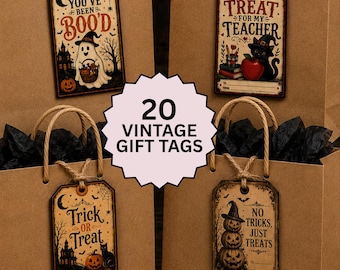 Printable Vintage Halloween Gift Tags Ephemera, Teacher Halloween Treat Tag, You've Been Boo'd