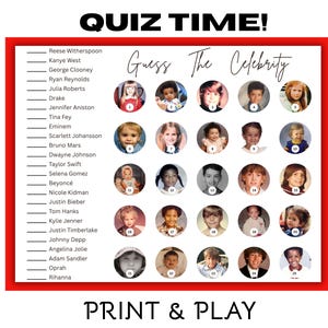 Guess the Celebrity Game, Celebrity Photo Match Game, Instant Download Party Game, Celebrity Face Match Game, Celebrity Quiz, Trivia
