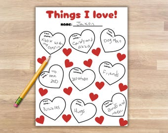 Printable Valentine Writing Activity For Kids Instant Download, Classroom Valentine Activity for Students, Love creative writing prompts