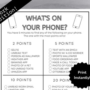 Office Party Game, What&#39;s on your phone?, Team Building Game, Work Game, Get to Know Me, Work Activities, Work Icebreaker Game, Work Party