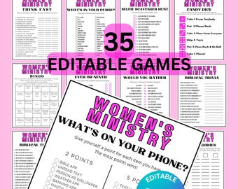 Editable Women's Ministry Game Bundle, Printable Bible Study Retreat Group Games, Custom Fellowship Games, Personalized Church Games