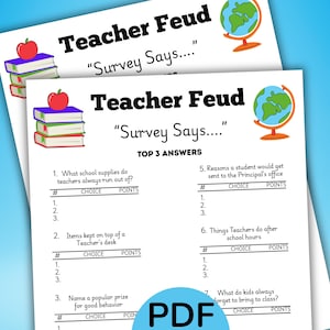 Lehrerfehde Spiel, Schulangestellte Fehde, Lehreranerkennungsspiel, Lehrer-Ruhestand Partyspiel druckbare Schule Fehde Spiel, Lehrer Spiel PDF