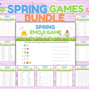 Spring Games Bundle, Spring Party Games, Spring Family Games, School Spring Games, Printable Spring Games for Kids, Spring Activities PDF