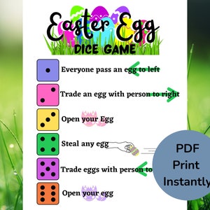 Easter Egg Dice Game for Kids, Classroom Easter Game, Sunday School Easter Activity, Printable Easter Egg Exchange Game, PDF Instant Print