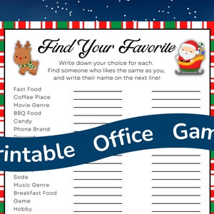 Christmas Holiday Favorites Game, Christmas Office Party Games, Work Holiday Game for Employees, Team Building Game, Icebreaker Game, PDF