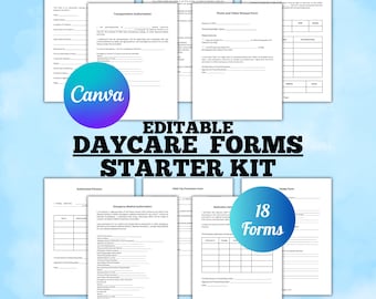 Editable Daycare Childcare Babysitter Forms, Printable In Home Daycare Forms, Canva Template, Contract, Enrollment Paperwork, Bundle