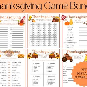 Thanksgiving Games Bundle , Thanksgiving Printable Games, Thanksgiving Game Pack, Thanksgiving Game Kids & Adults, Turkey Day Games. PDF