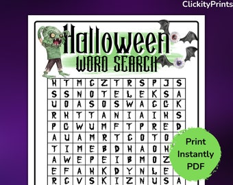 Halloween Word Search-Halloween Party Games-Printable party games-Classroom Game-Halloween Ideas-Family activity-Games for Kids-Adults-Teens
