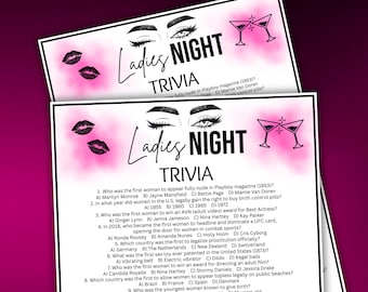 Girls Night Adult Trivia Game Instant Download, Printable Ladies Night Trivia Game, Icebreaker Game For Women, Women's Birthday Party Game