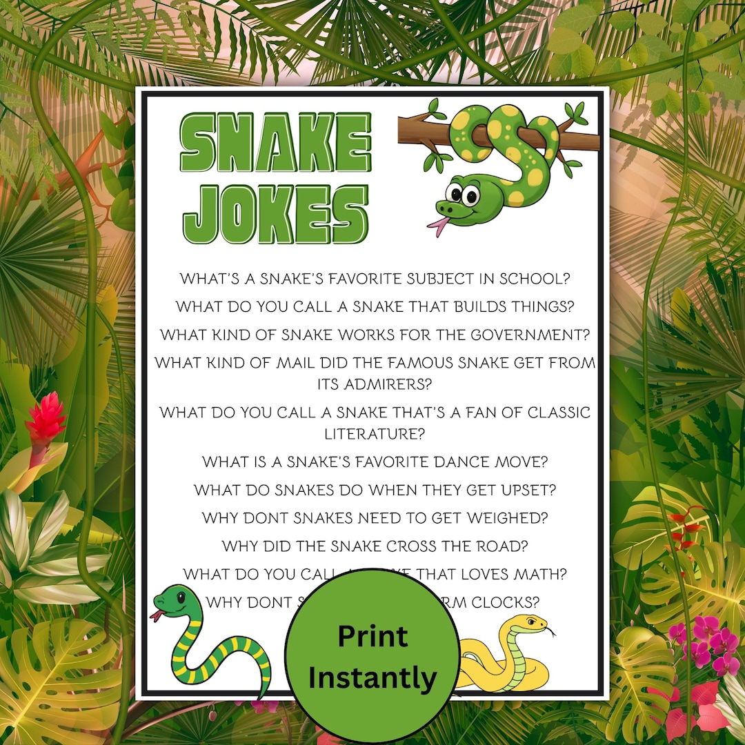 Riddle Snake Snake Jokes for Kids Instant Download, Printable Snake Riddles, Funny ...