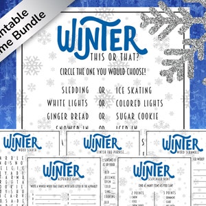 Printable Winter Games for Kids and Adults, Winter Family Activity, Winter Games, Winter Quiz, Winter Trivia, Winter This or That, Classroom