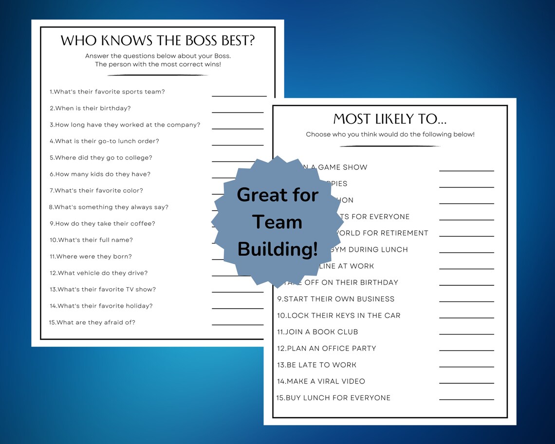 Office Party Games Bundle Printable Games for Work Team Building