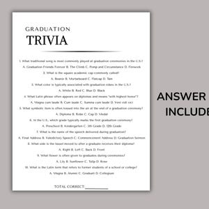 Graduation Party Trivia Game, Printable Grad Game, Graduation Quiz ...