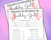 How Well Do You Know The Birthday Girl Printable Game, Pink Birthday Game For Girls, Who Knows The Birthday Girl Best? Birthday Girl Trivia