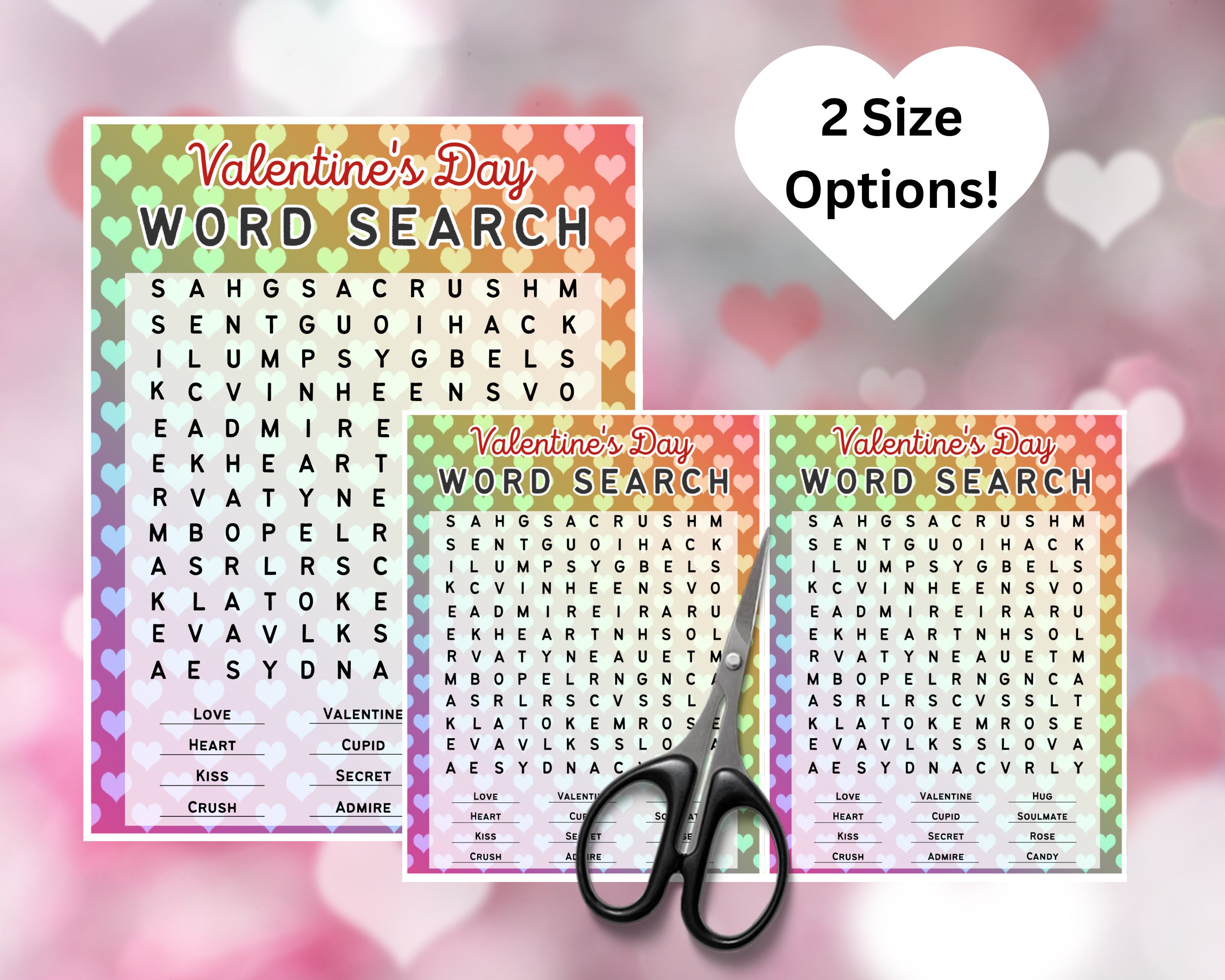 Printable Valentine's Day Word Search for Kids & Adults, Valentine's ...