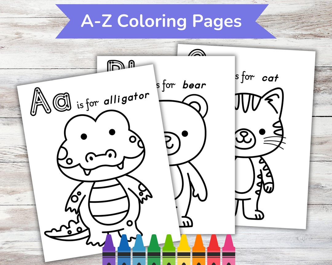 Printable ABC Animal Coloring Pages PDF, Alphabet Coloring Book for