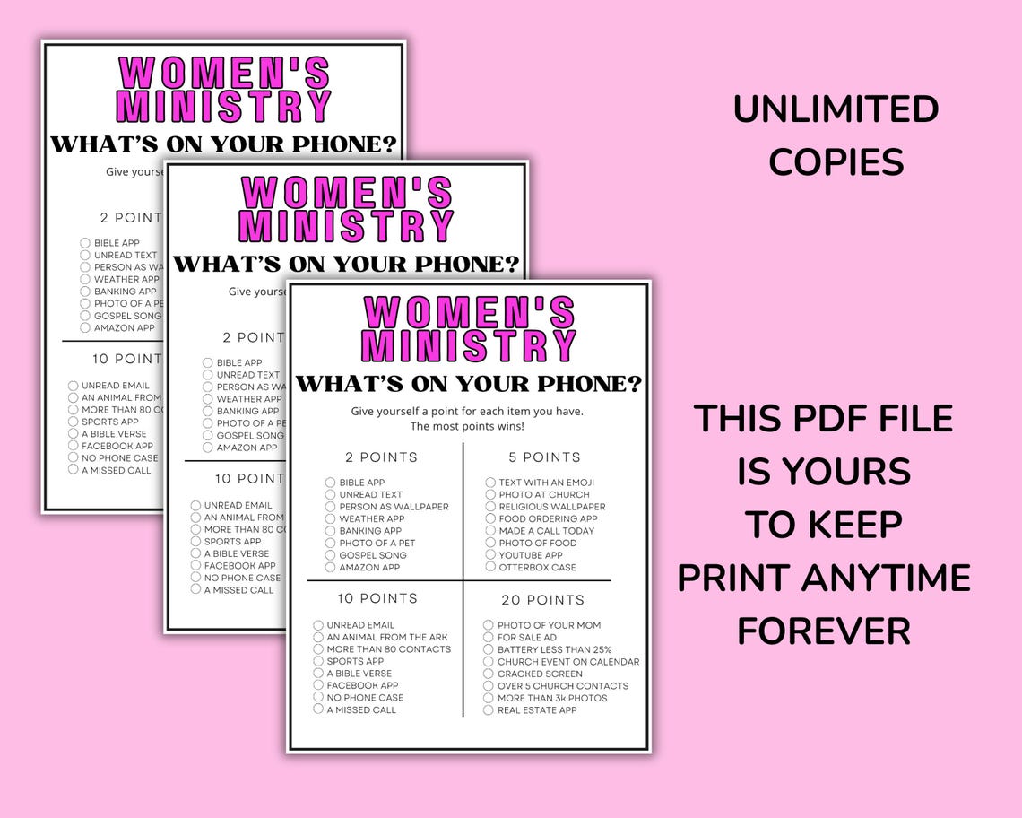 Women's Ministry What's on Your Phone Game, Christian Women's Group ...