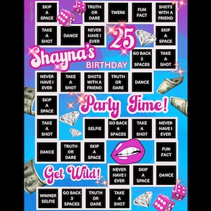 Editable Drinking Game Board Template, Birthday Game Board, Bachelorette Game, Custom Drinking Game, Ladies Night Drinking Game, Printable