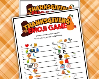 Gioco Emoji del Ringraziamento per bambini e adulti, download immediato, Emoji del Ringraziamento stampabili su Pictionary, Gioco Emoji del Ringraziamento tra amici, Festa in ufficio