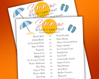 Summer Which Came First Trivia Game, Printable Trivia Game Quiz, Office Game, Ice Breaker Game, Age Game, Party Game, Family Trivia Night