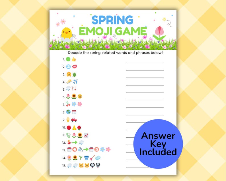 Printable Spring Decoding Spring Emoji Game for Kids, Printable Spring Activity, Fun Spring ...