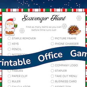 Christmas Holiday Office Party Scavenger Hunt, Printable Game Download, Work Holiday Game for Employees, Team Building Game, Icebreaker Game
