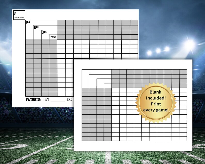 Super Football Bowl Printable Betting Squares, Betting Pool, Sports