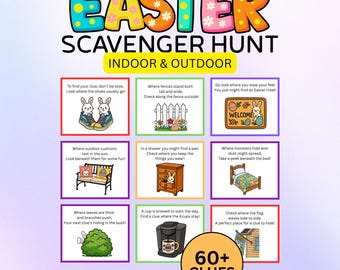 Easter Scavenger Hunt Clue Cards Indoor & Outdoor, Printable Easter Scavenger Hunt For Kids, Egg Hunt Activity, Easter Basket Game