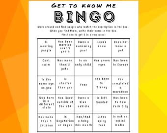 Find Someone Who Game, Party Starter Games, Icebreaker Games, Office Party Games, Dinner Party Games, Adult Party Games, Get to Know Me, PDF